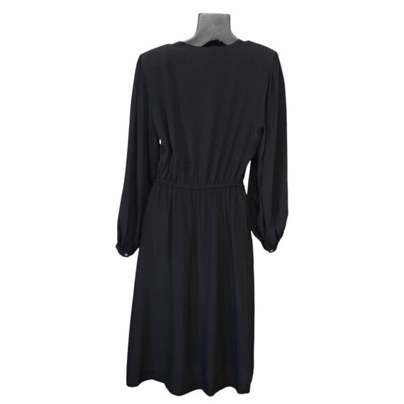 Vintage 1970s B. Altman Black Silk Midi Dress - Picture 9 of 13